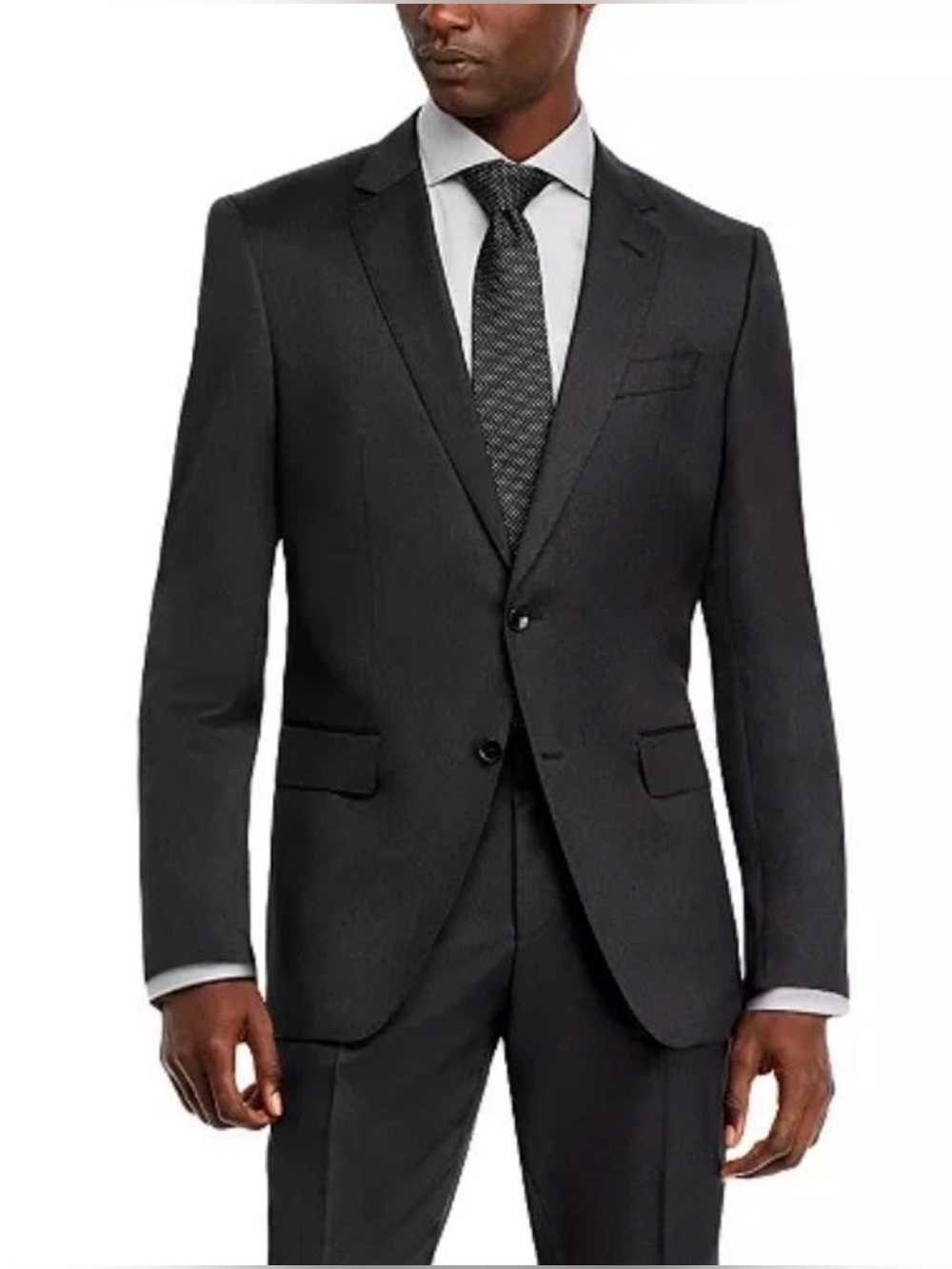 Classic Men's Black Two-Button Suit Jacket and Trousers